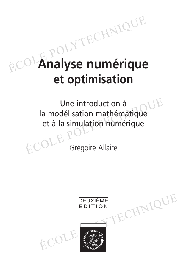 Analyse numerique et optimisation - Une introduction a la -- Grégoire Allaire